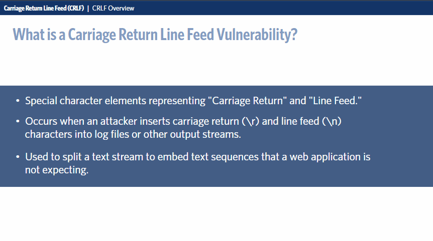 CRLF injection vulnerability overview animation