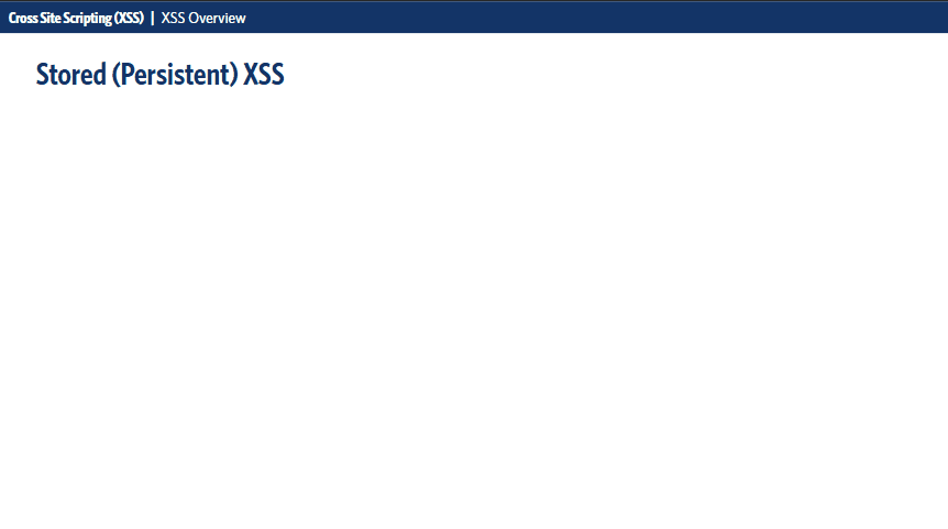 Stored XSS animation showing hacker, trusted website, and victim relationship