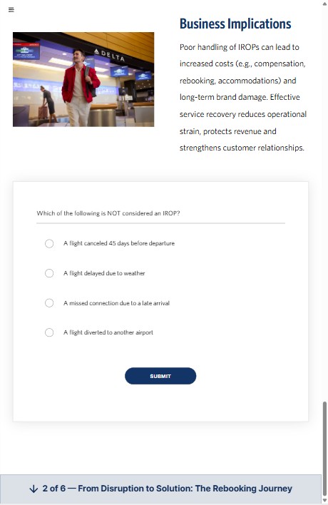 Knowledge check question: Which of the following is NOT considered an IROP