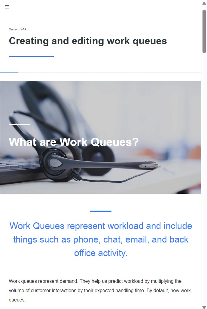 What are Work Queues: section overview with headset imagery