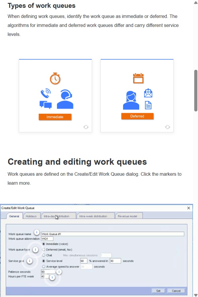 Work queue types flip card showing Immediate and Deferred options