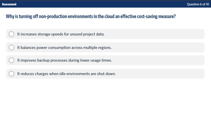 Assessment question example showing answer design